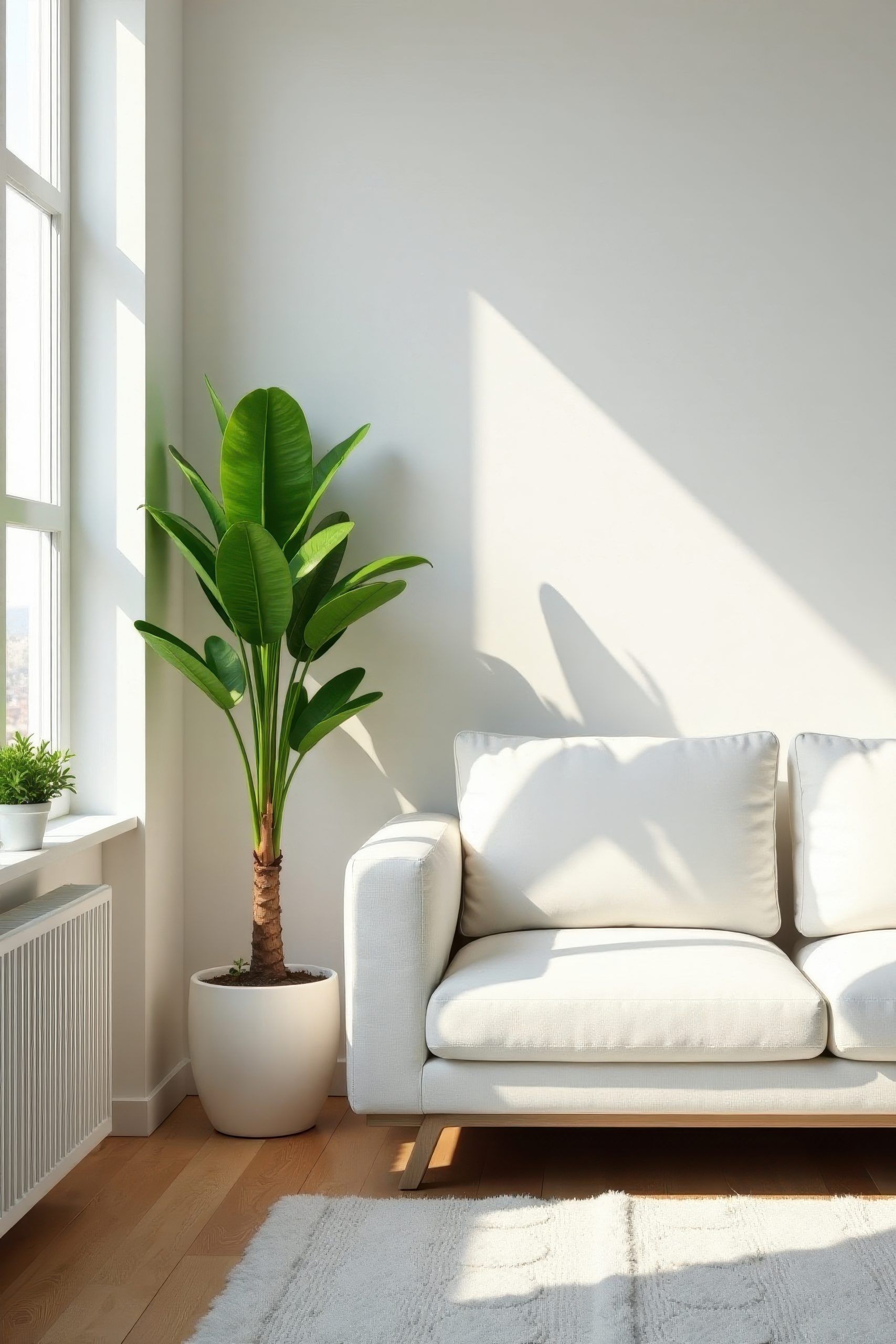 Salón moderno impecable y luminoso tras un servicio de limpieza profunda.